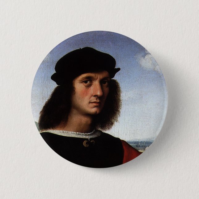 Portrait of Agnolo Doni by Raphael Sanzio Pinback Button (Front)