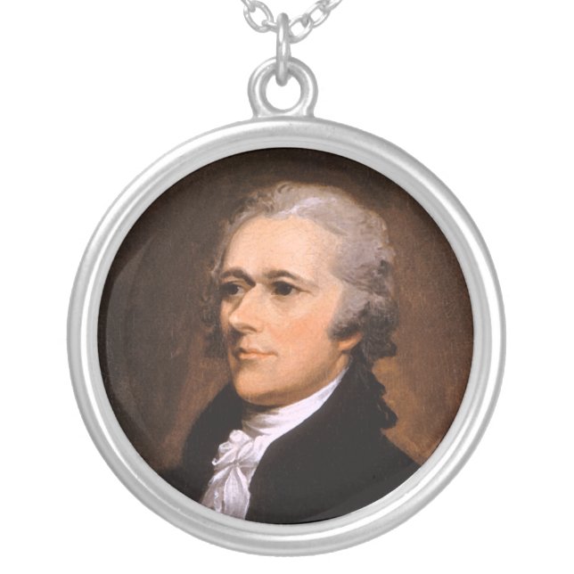 Portrait of Alexander Hamilton by John Trumbull Silver Plated Necklace (Front)