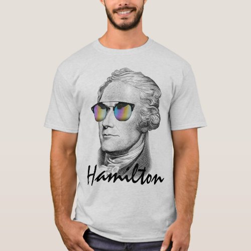 Portrait of Alexander Hamilton in Sunglasses T_Shirt