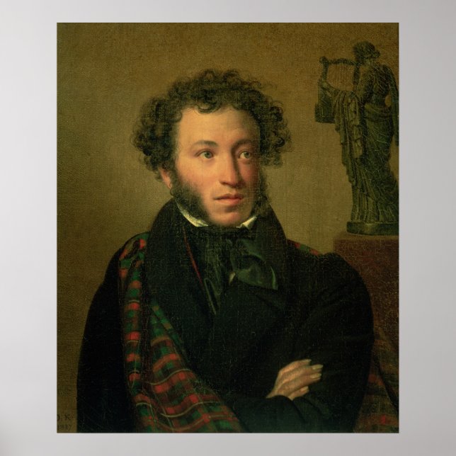 Portrait of Alexander Pushkin, 1827 Poster (Front)