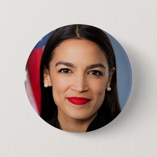 Portrait of Alexandria Ocasio Cortez Button (Front)