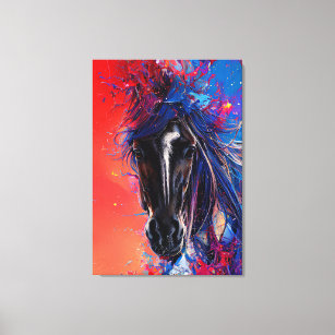 portrait of an abstract fiery horse canvas print