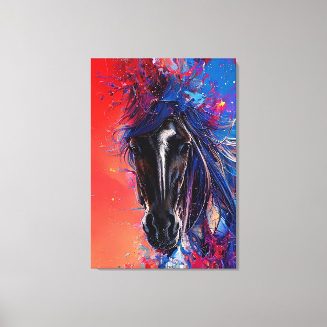 portrait of an abstract fiery horse canvas print (Front)