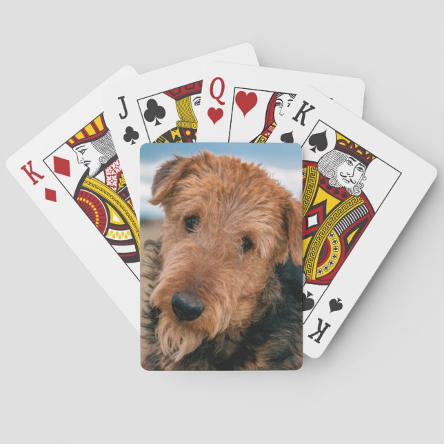 Portrait of an Airedale Terrier Poker Cards (Back)