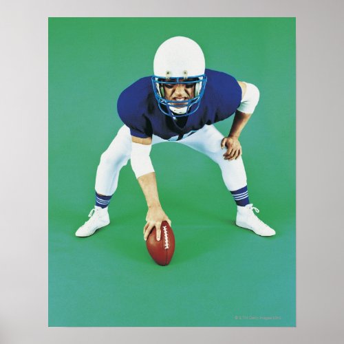 Portrait of An American Football Player Holding Poster