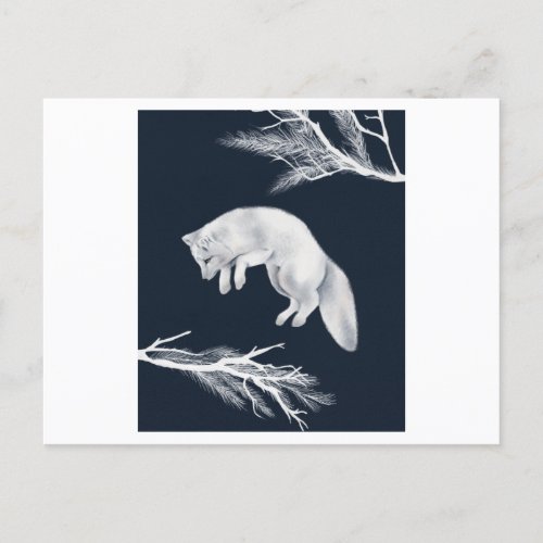 Portrait of an Arctic Fox with a white branch Postcard