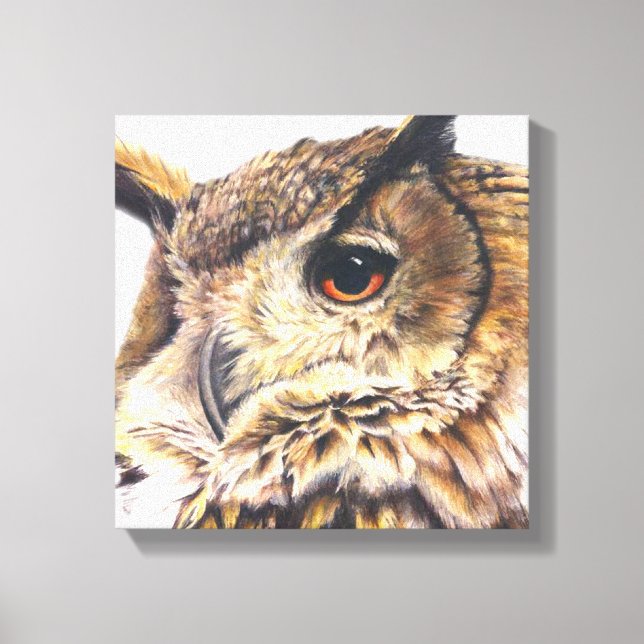 Portrait of an eagle owl canvas fine-art print (Front)