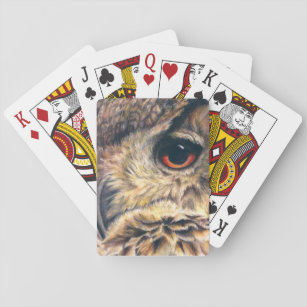 Portrait of an eagle owl fine art playing cards