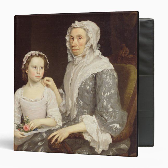 Portrait of an Elderly Lady and a Young Girl (oil 3 Ring Binder (Front/Inside)