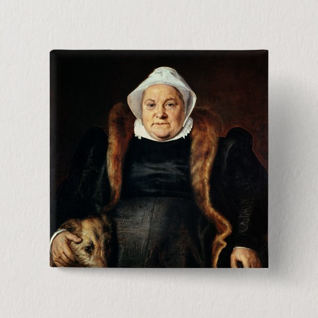 Portrait of an Elderly Woman Pinback Button (Front)