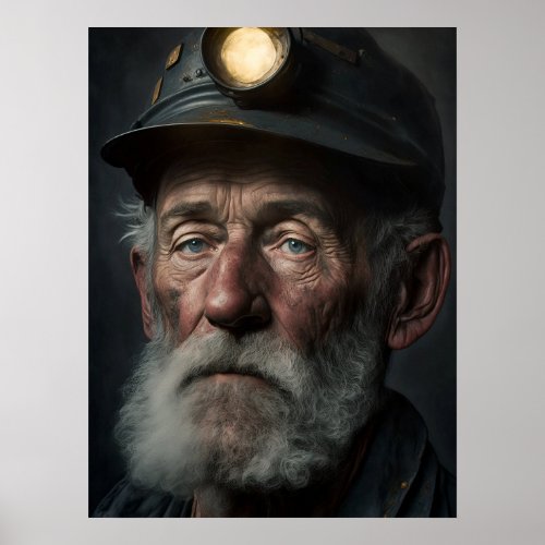 Portrait Of An Old Coal Miner In 19th Century 01 Poster