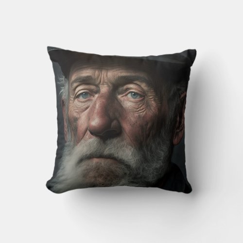 Portrait Of An Old Coal Miner In 19th Century 01 Throw Pillow