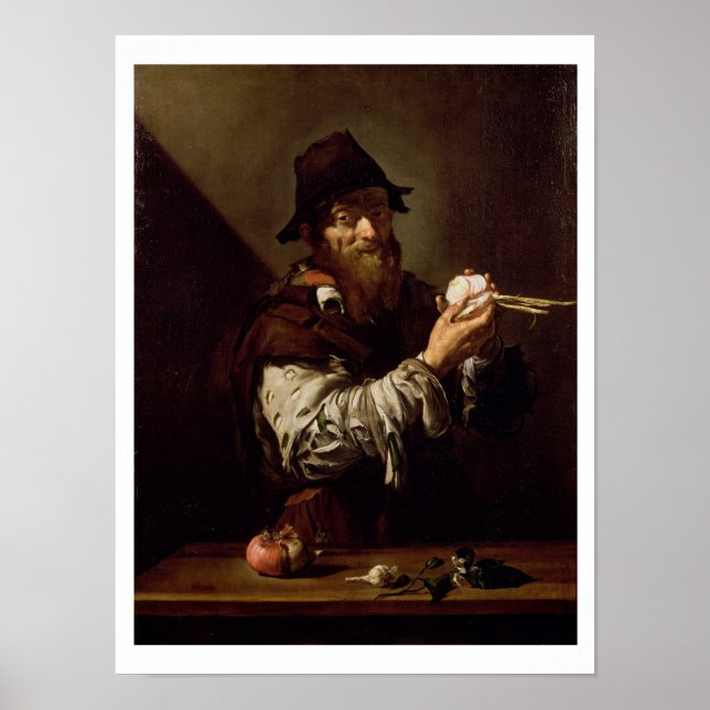 Portrait of an Old Man with an Onion (oil on canva Poster (Front)