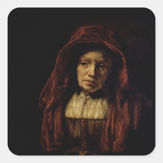Portrait of an Old Woman Square Sticker (Front)