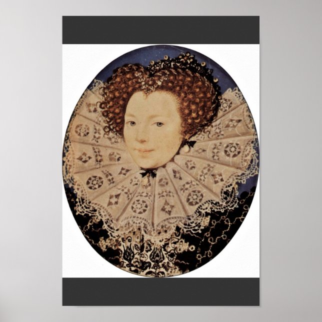 Portrait Of An Unknown Lady Oval By Nicholas Hilli Poster (Front)