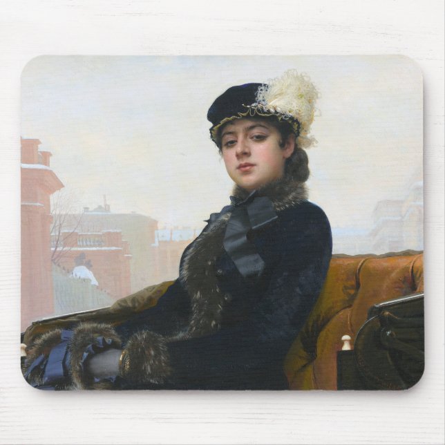 Portrait of an Unknown Woman, Ivan Kramskoi Mouse Pad (Front)