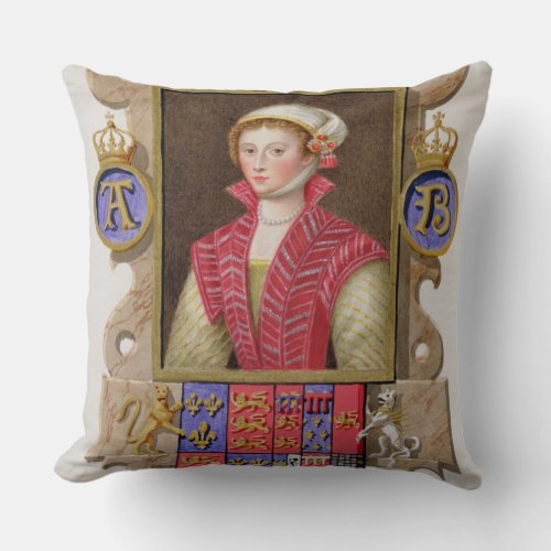 Portrait of Anne Boleyn 1507_36 2nd Queen of Hen Throw Pillow