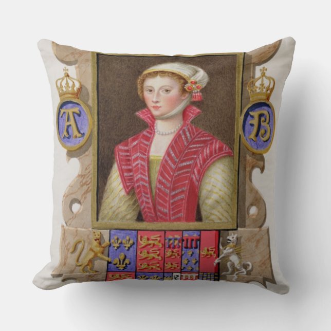 Portrait of Anne Boleyn (1507-36) 2nd Queen of Hen Throw Pillow (Front)
