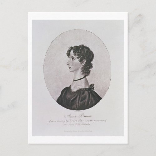 Portrait of Anne Bronte 1820_49 from a drawing i Postcard