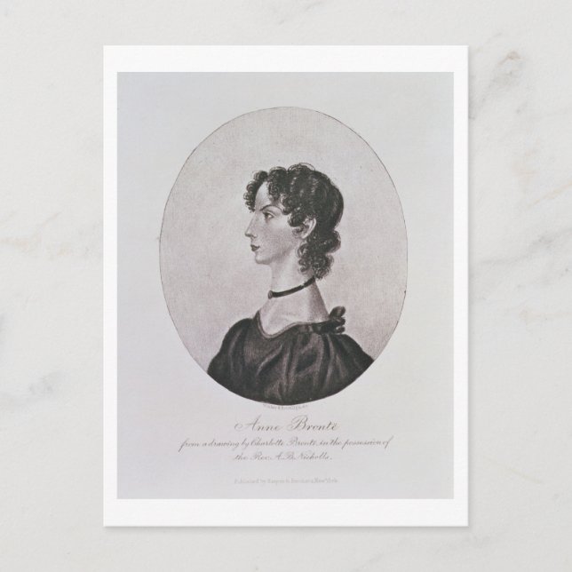 Portrait of Anne Bronte (1820-49) from a drawing i Postcard (Front)