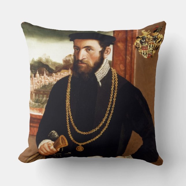 Portrait of Anton Rummel von Liechtenan Throw Pillow (Front)