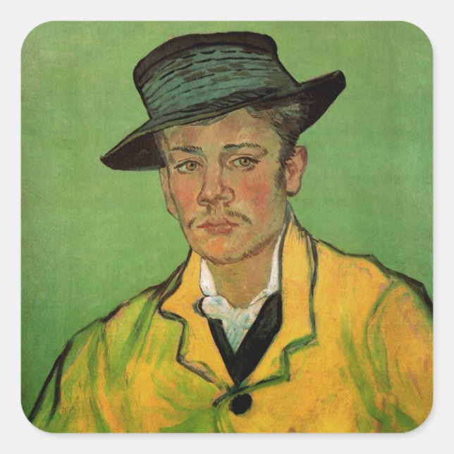 Portrait of Armand Roulin by Vincent van Gogh Square Sticker (Front)