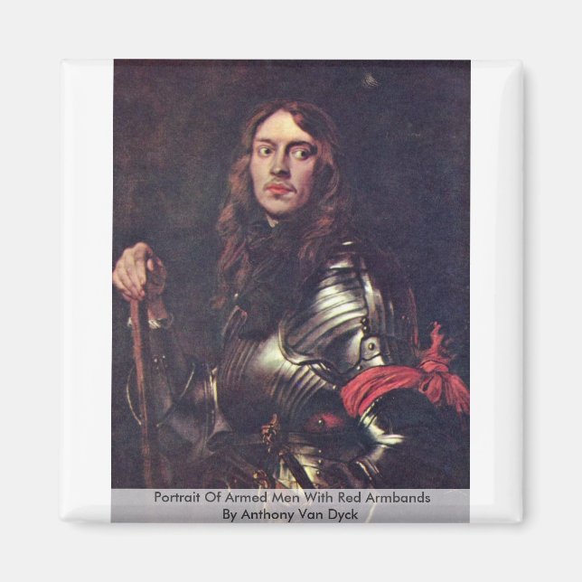 Portrait Of Armed Men With Red Armbands Magnet (Front)