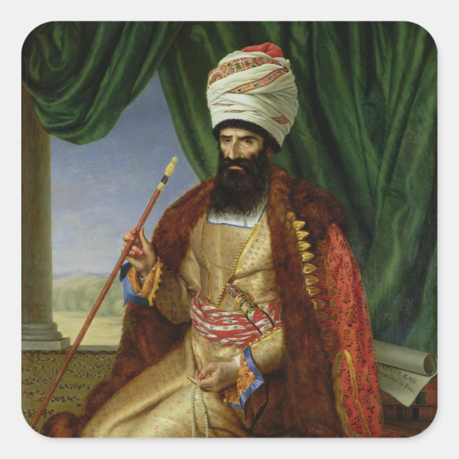 Portrait of Asker-Khan, Ambassador of Persia Square Sticker (Front)