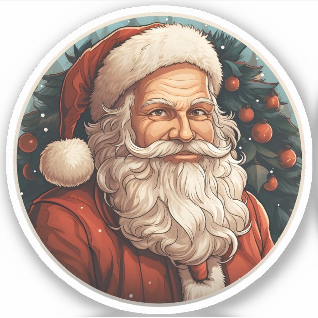 Portrait Of Awesome Christmas Santa Claus Sticker (Front)