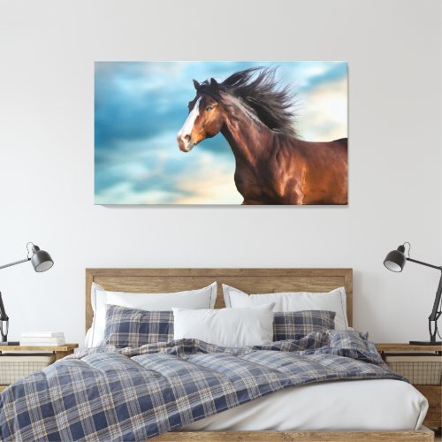  Portrait of Beautiful Horse with Long Mane        Canvas Print