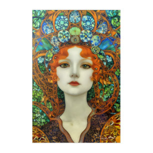 Portrait of Beautiful Woman in Stained Glass Style Acrylic Print