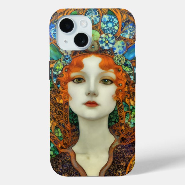 Portrait of Beautiful Woman in Stained Glass Style Case-Mate iPhone Case (Back)