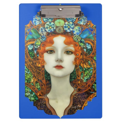 Portrait of Beautiful Woman in Stained Glass Style Clipboard