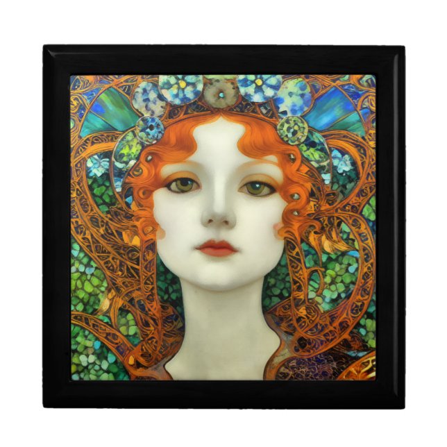 Portrait of Beautiful Woman in Stained Glass Style Gift Box (Front)