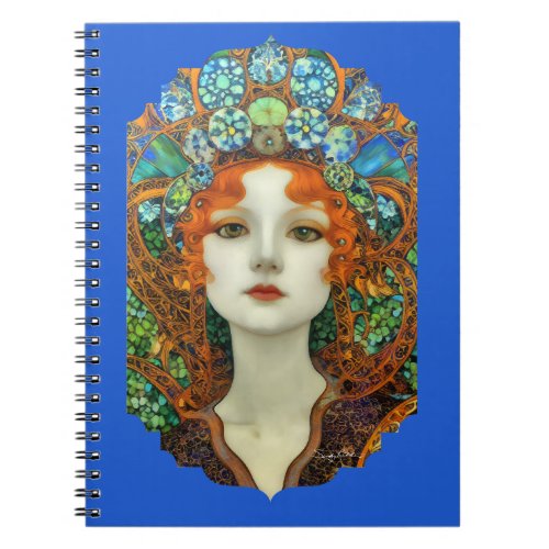 Portrait of Beautiful Woman in Stained Glass Style Notebook