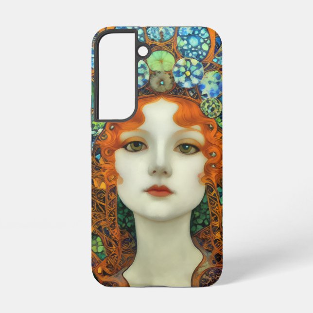 Portrait of Beautiful Woman in Stained Glass Style Samsung Galaxy Case (Back)