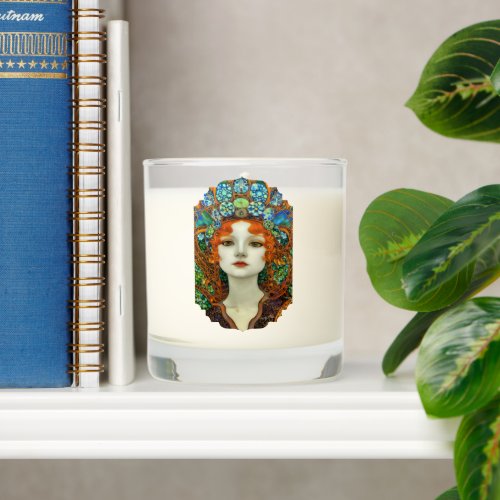 Portrait of Beautiful Woman in Stained Glass Style Scented Candle