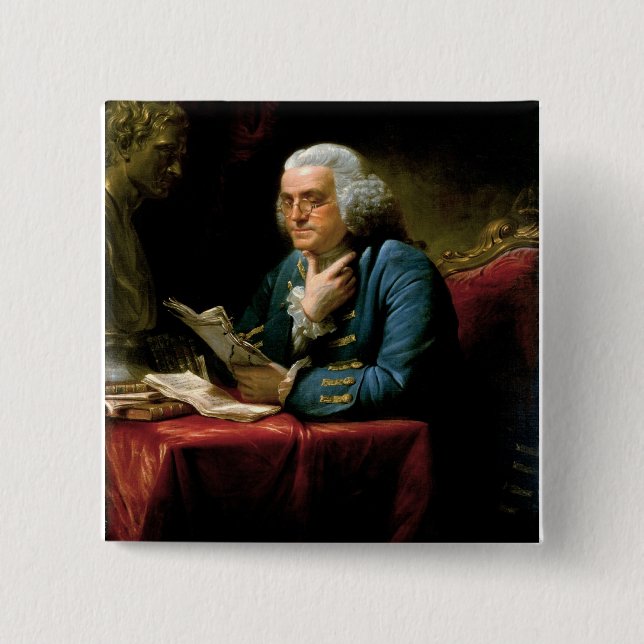 Portrait of Benjamin Franklin Pinback Button (Front)