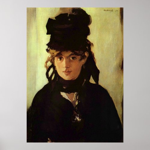 Portrait of Berthe Morisot by Edouard Manet Poster