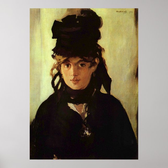 Portrait of Berthe Morisot by Edouard Manet Poster (Front)