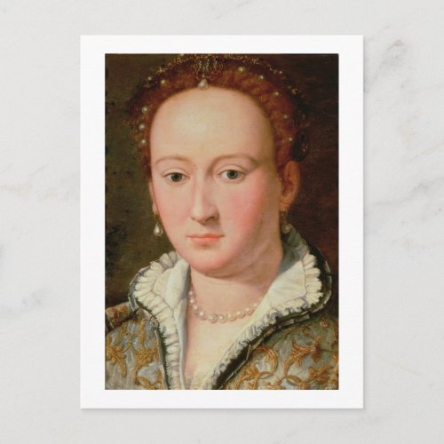 Portrait of Bianca Cappello c1580 oil on copper Postcard