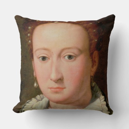 Portrait of Bianca Cappello c1580 oil on copper Throw Pillow