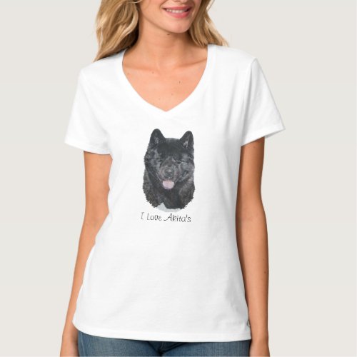 portrait of black brindle akita dog with slogan T_Shirt
