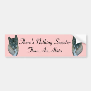 portrait of black headed akita dog with fun slogan bumper sticker