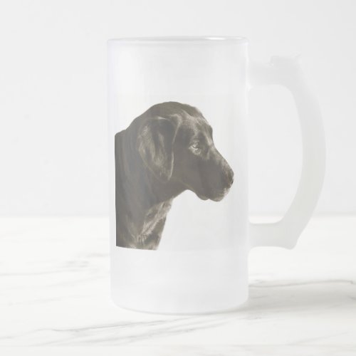 Portrait of Black Lab Labrador Retriever Dog Frosted Glass Beer Mug