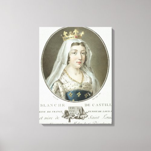 Portrait of Blanche de Castille 1185_1252 engrav Canvas Print