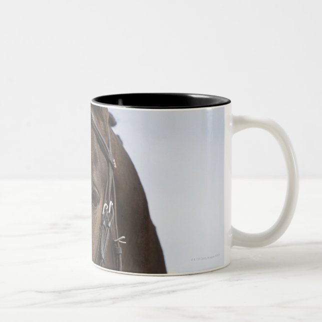 portrait of brown horse Two-Tone coffee mug (Right)