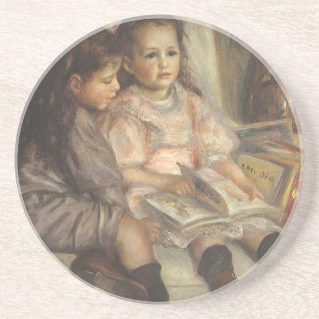 Portrait of Caillebotte Children by Pierre Renoir Drink Coaster (Front)