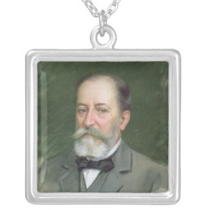 Portrait of Camille Saint-Saens  1903 Silver Plated Necklace