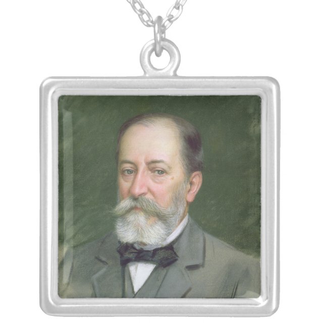 Portrait of Camille Saint-Saens  1903 Silver Plated Necklace (Front)